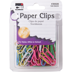 Assorted Color Paper Clips-100 pk