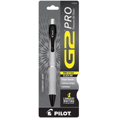 Pilot G2 Pro Retractable Gel Pen - Silver .7mm 1Pk BP Black Ink