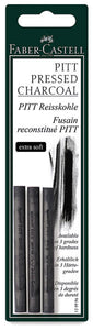 Faber-Castell Pitt Compressed Charcoal Sticks Extra Soft, Pkg of 3