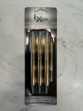 3 Pack Gold Aluminum Ball Point Pens