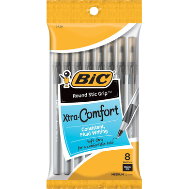 Round Stic Grip Xtra Comfort Ballpoint Pen 1.2mm Black 8Pk
