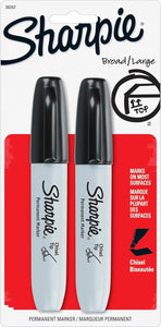 Sharpie Permanent Markers, Chisel Tip, Black, 2 Count