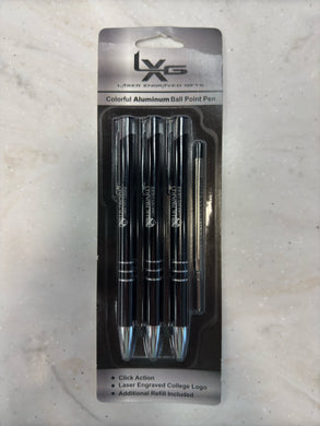 3 Pack Black Aluminum Ball Point Pens