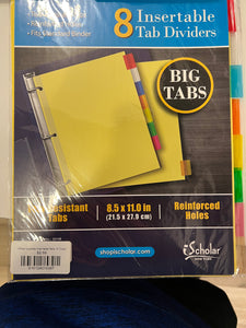 Office Supplies Insertable Tabs, 8 Count