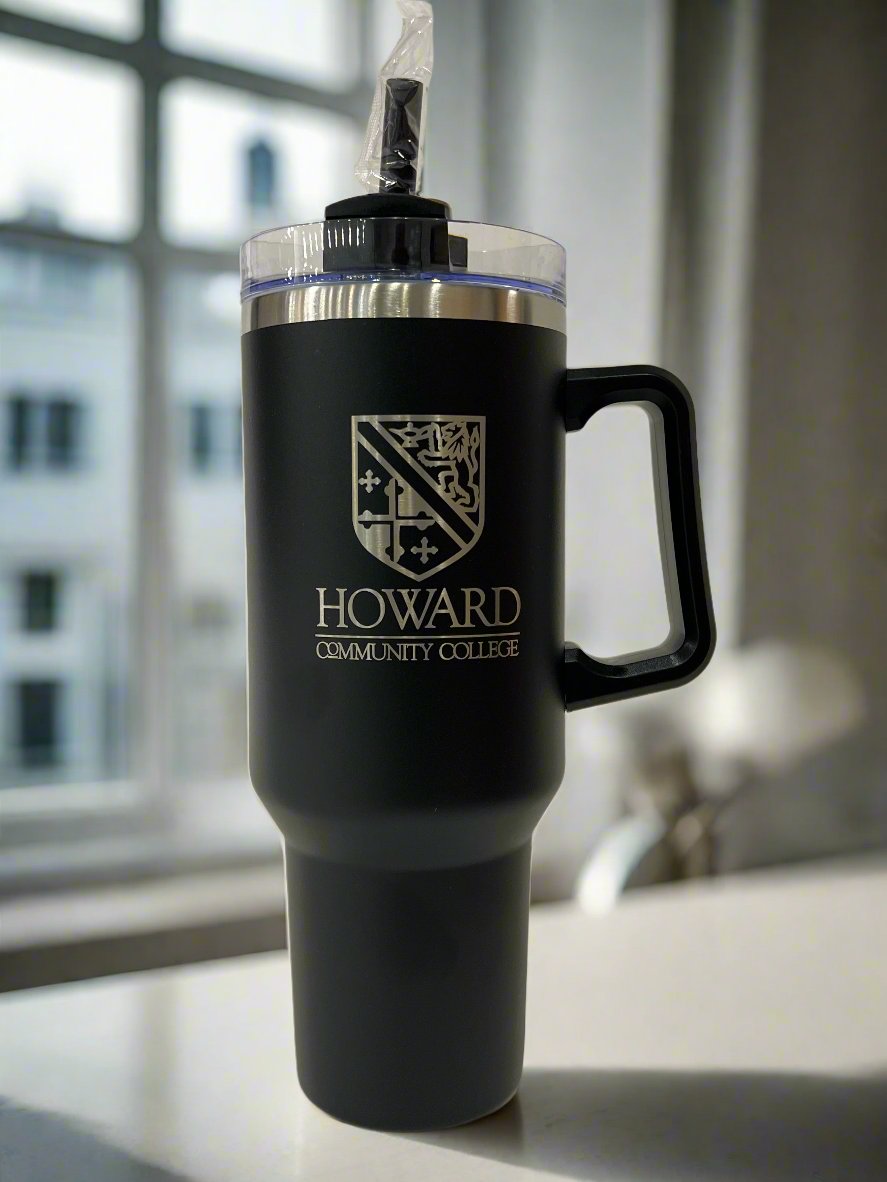 40oz. Handled Stainless Steel Travel Mug, Black