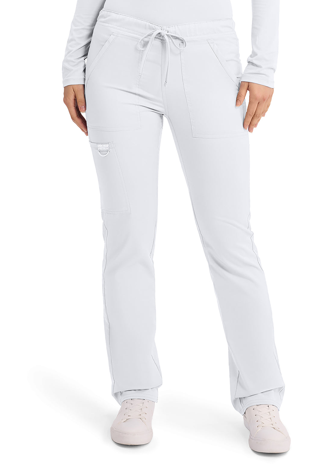 Unisex Tapered Leg Drawstring Scrub Pant | White